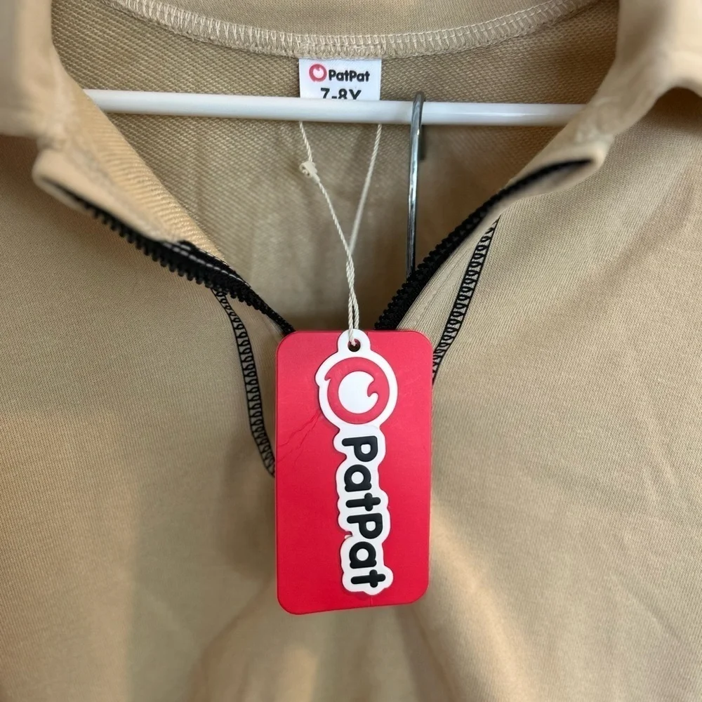 patpat Boys/Girls 2 Piece Tan & Black Sweatsuit  NWT  Size 7/8